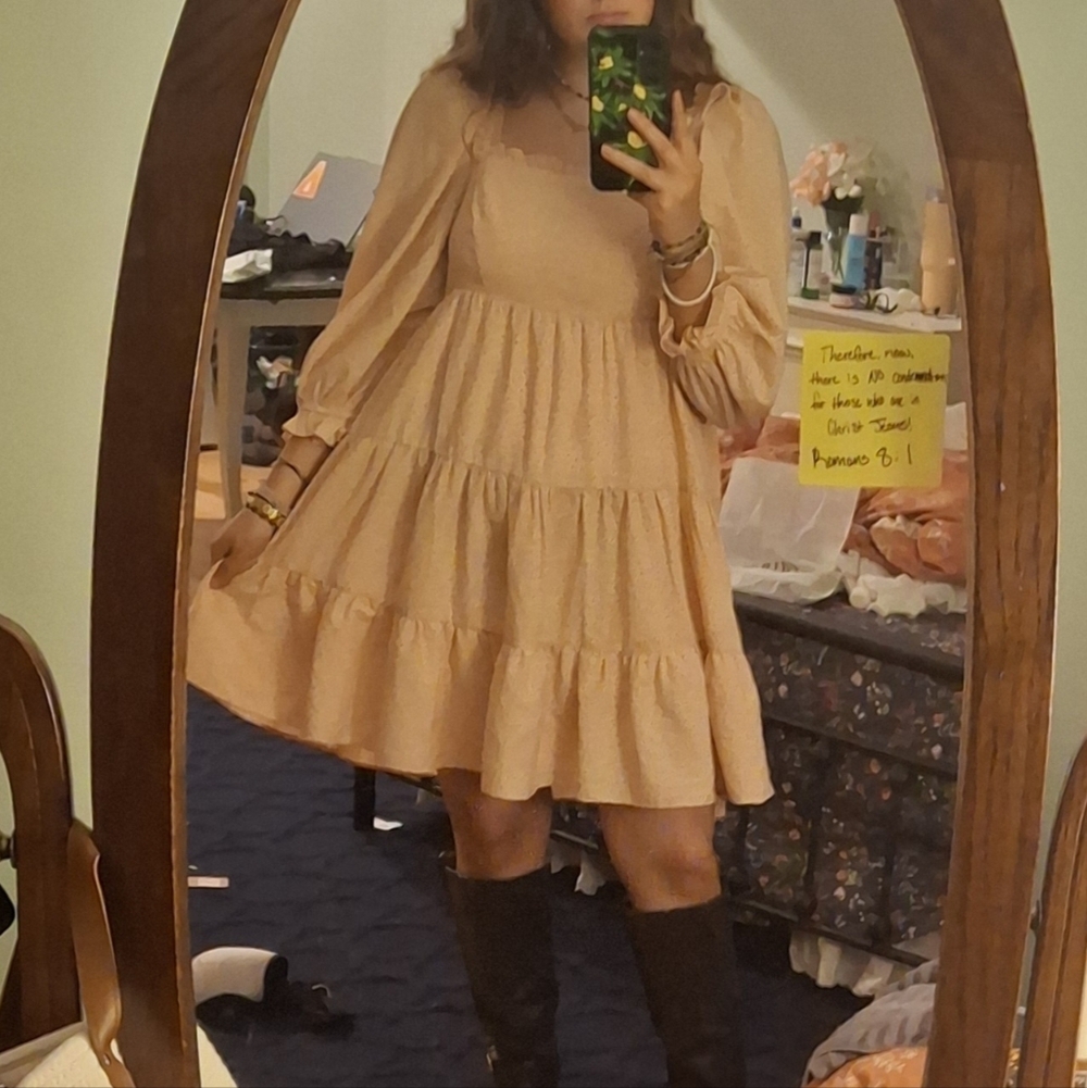 Forever 21 Light Pink Puff Sleeve Mini Dress